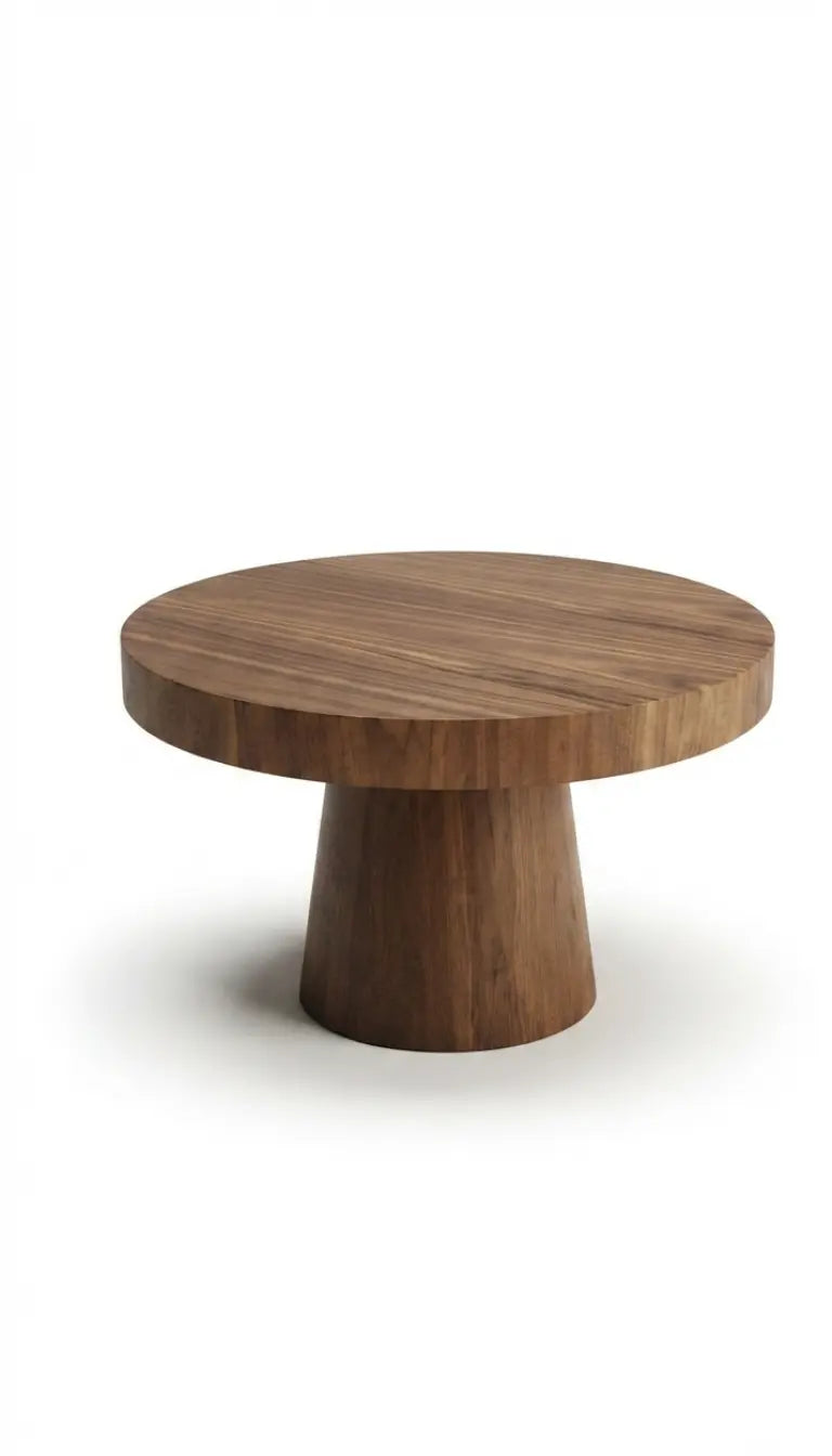 Modern Round Wood Coffee Table – Small Solid Wood Accent Table