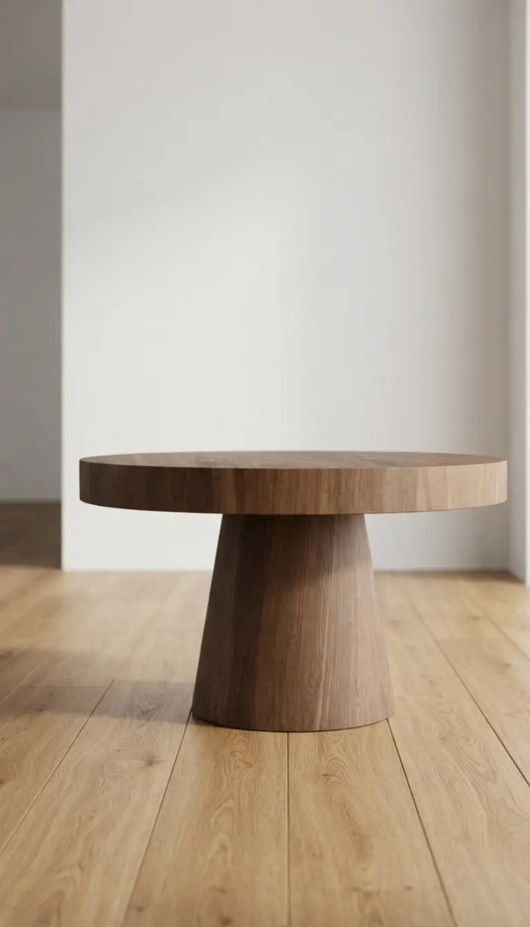 Modern Round Wood Coffee Table – Small Solid Wood Accent Table