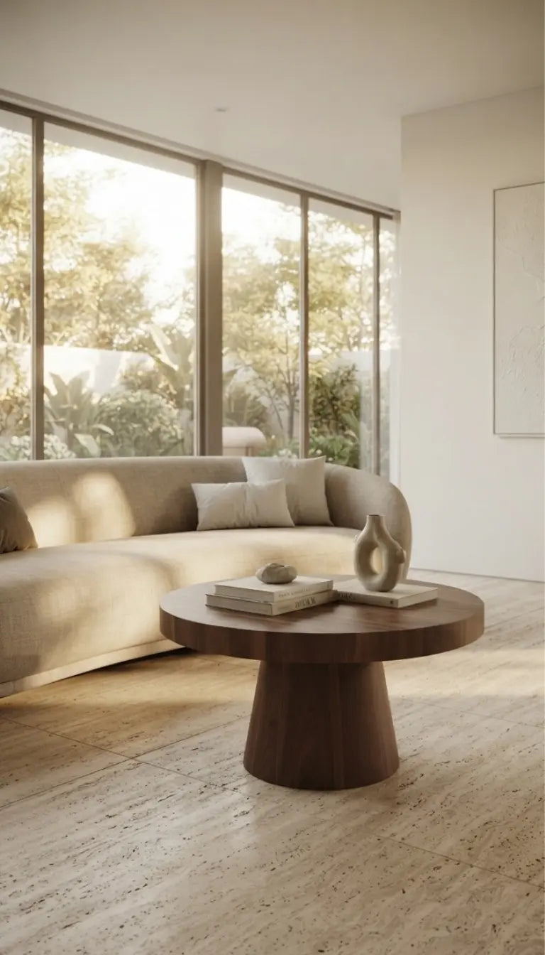 Modern Round Wood Coffee Table – Small Solid Wood Accent Table