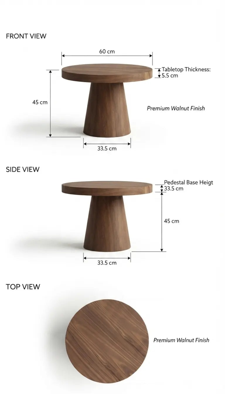 Modern Round Wood Coffee Table – Small Solid Wood Accent Table