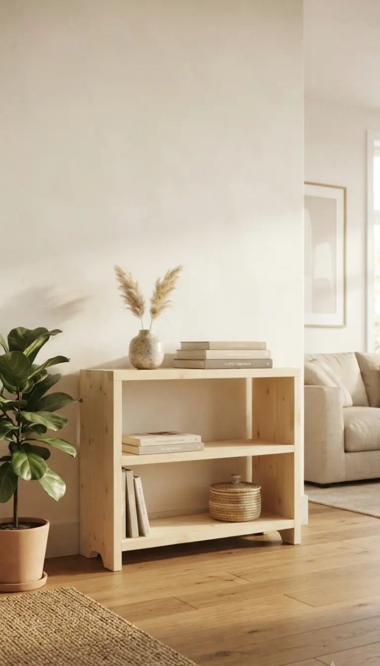 small bookshelf holding books and plants